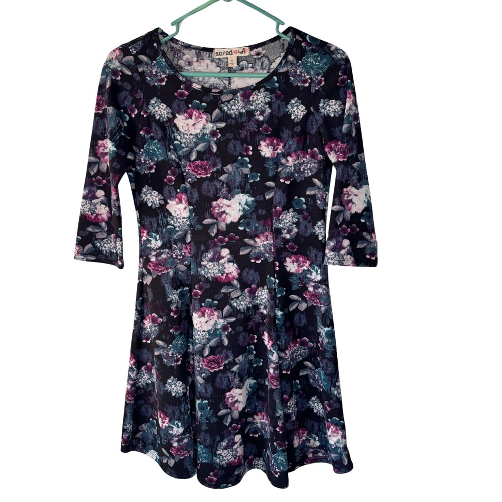 3/$20 So Rad Floral Mini Dress - Black and Pink